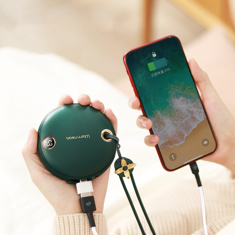 Compatible With , Hand Warmer Heater Poverbank 5000mAh Powerbank Portable Charger For Samsung11 X Xiaomi Power Bank With Digital Display - POWERGO