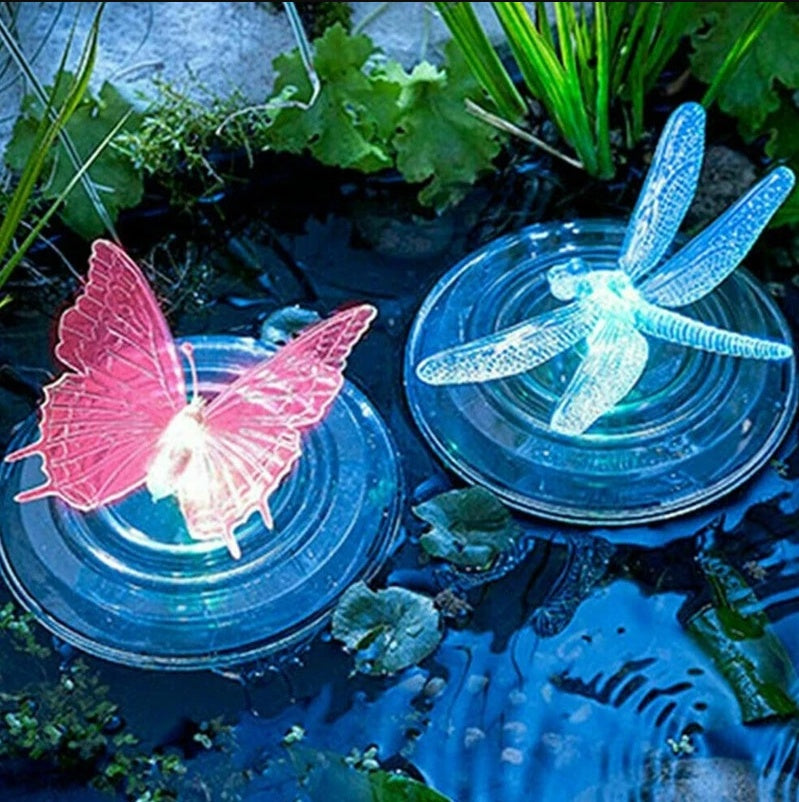 Solar LED Float Lamp Butterfly Dragonfly Shape Garden Pond Water Light Creative Swimming Pool Underwater Light Decor Accessories - POWERGO