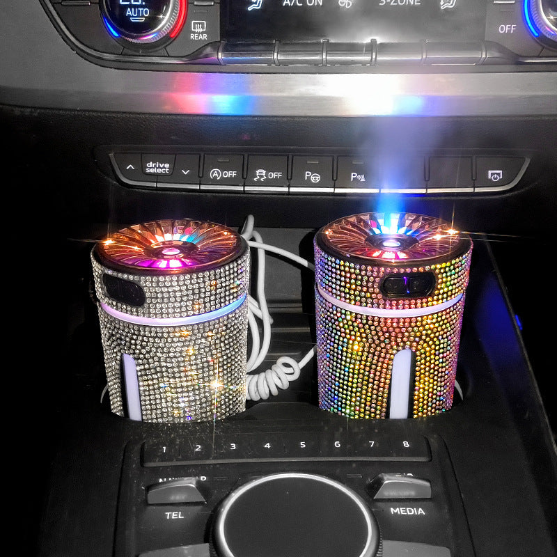 Luxury Diamond Car Humidifier LED Light Car Diffuser Auto Air Purifier Aromatherapy Diffuser Air Freshener Car Accessories For Woman - POWERGO