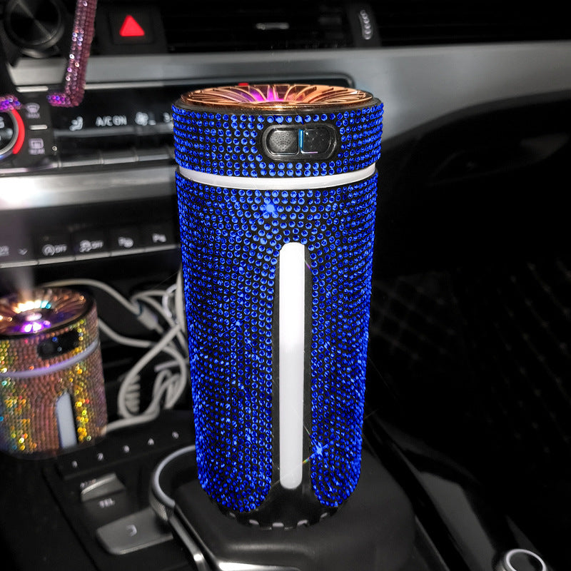 Luxury Diamond Car Humidifier LED Light Car Diffuser Auto Air Purifier Aromatherapy Diffuser Air Freshener Car Accessories For Woman - POWERGO