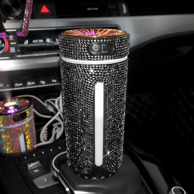 Luxury Diamond Car Humidifier LED Light Car Diffuser Auto Air Purifier Aromatherapy Diffuser Air Freshener Car Accessories For Woman - POWERGO
