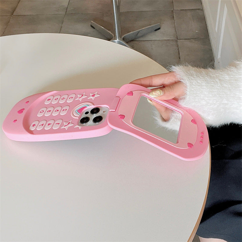 Flip Phone Shape Mirror Phone Case - POWERGO