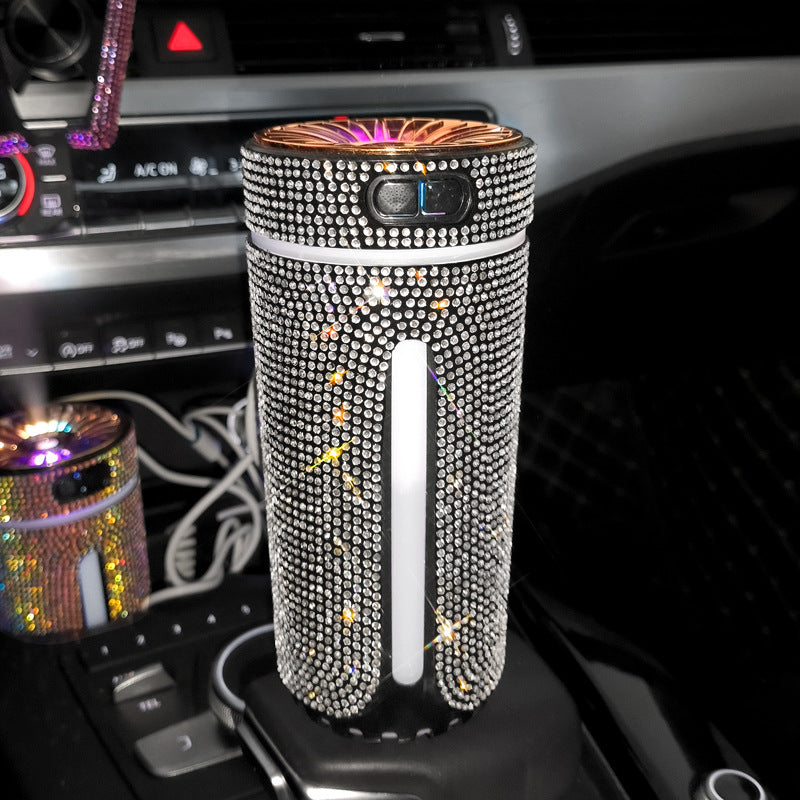 Luxury Diamond Car Humidifier LED Light Car Diffuser Auto Air Purifier Aromatherapy Diffuser Air Freshener Car Accessories For Woman - POWERGO