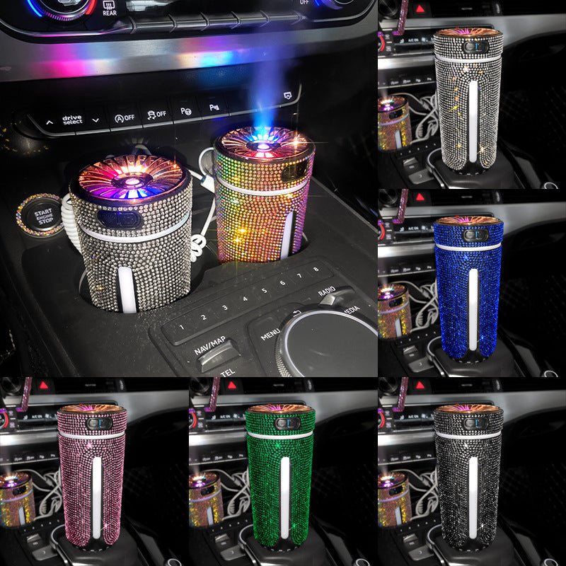 Luxury Diamond Car Humidifier LED Light Car Diffuser Auto Air Purifier Aromatherapy Diffuser Air Freshener Car Accessories For Woman - POWERGO