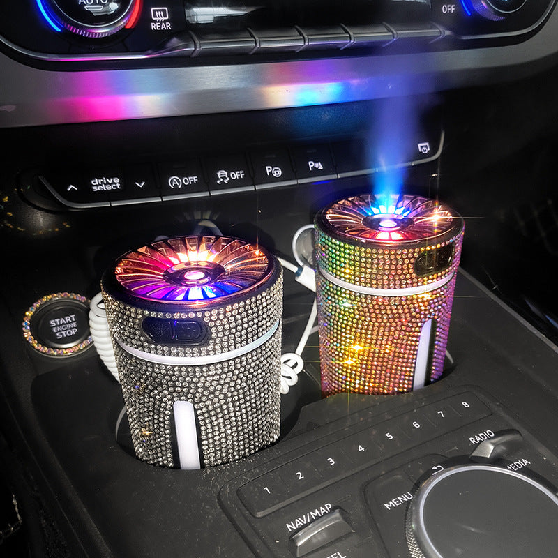 Luxury Diamond Car Humidifier LED Light Car Diffuser Auto Air Purifier Aromatherapy Diffuser Air Freshener Car Accessories For Woman - POWERGO