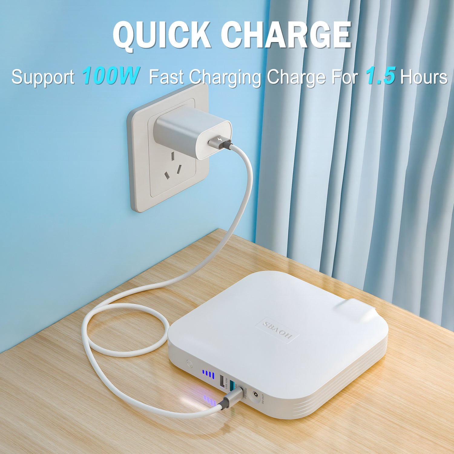 99.9W Camping Power Station,88.8Wh 24000mAh Powerbank Portable Emergency Backup Power Supply ,Solar Panel Is Not Included - POWERGO