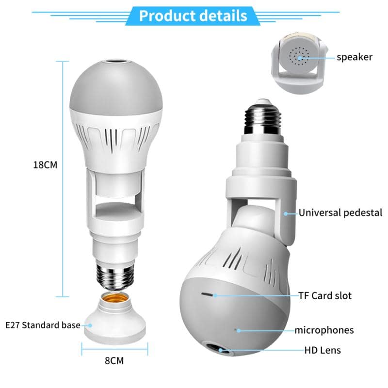 360° Panoramic Hidden Light Bulb Wifi Camera - POWERGO