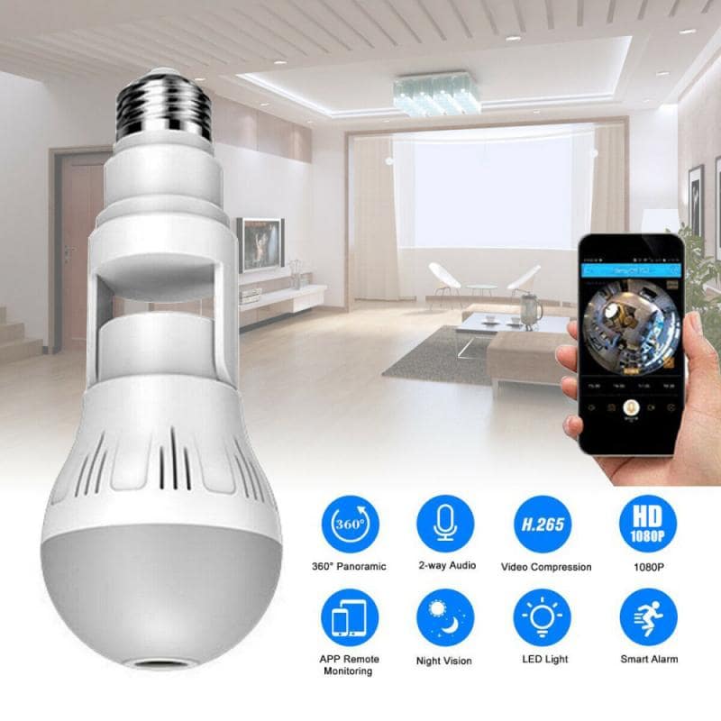 360° Panoramic Hidden Light Bulb Wifi Camera - POWERGO