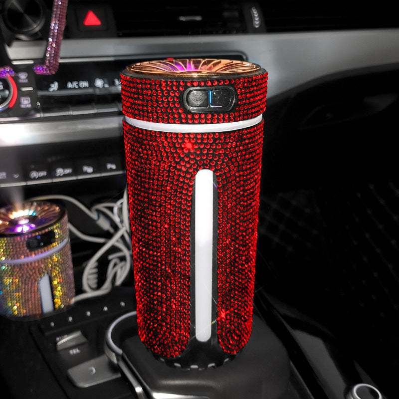 Luxury Diamond Car Humidifier LED Light Car Diffuser Auto Air Purifier Aromatherapy Diffuser Air Freshener Car Accessories For Woman - POWERGO