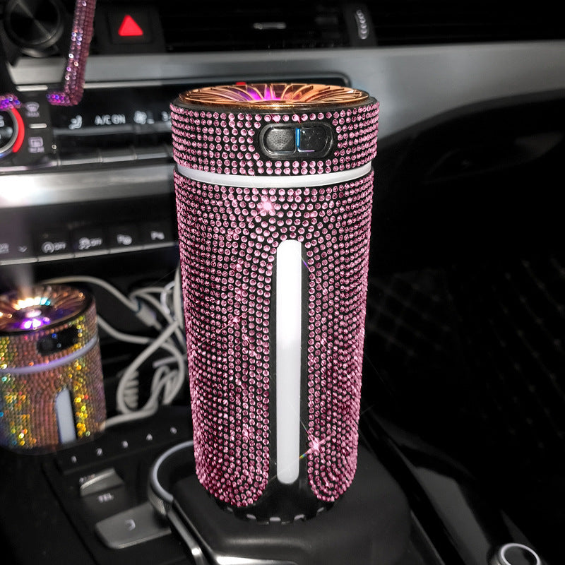 Luxury Diamond Car Humidifier LED Light Car Diffuser Auto Air Purifier Aromatherapy Diffuser Air Freshener Car Accessories For Woman - POWERGO