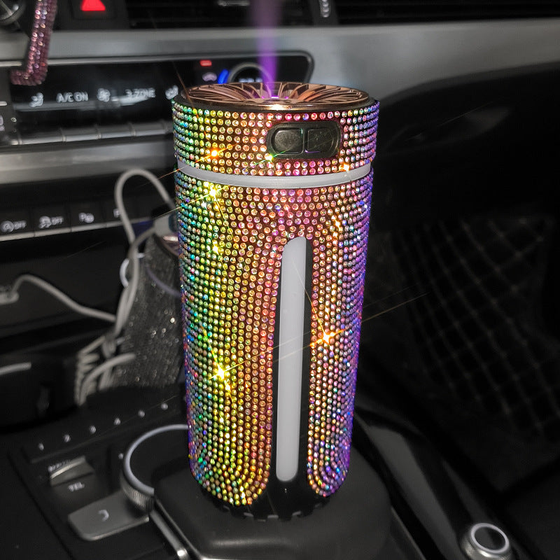 Luxury Diamond Car Humidifier LED Light Car Diffuser Auto Air Purifier Aromatherapy Diffuser Air Freshener Car Accessories For Woman - POWERGO