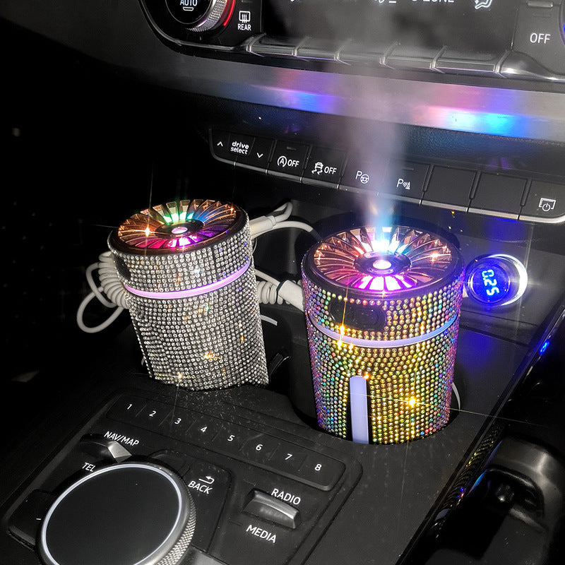 Luxury Diamond Car Humidifier LED Light Car Diffuser Auto Air Purifier Aromatherapy Diffuser Air Freshener Car Accessories For Woman - POWERGO