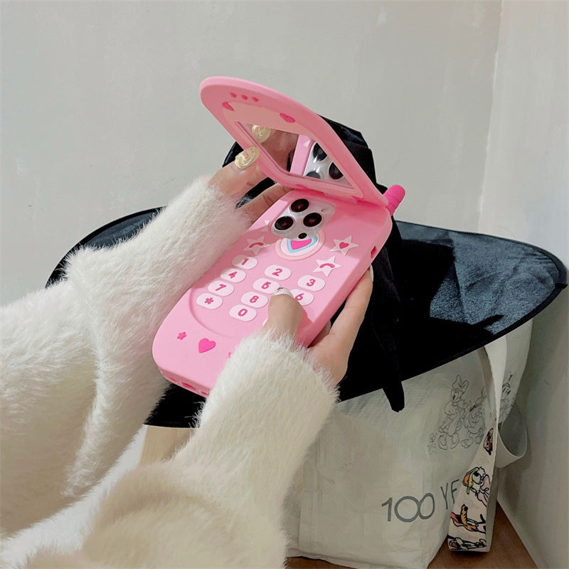 Flip Phone Shape Mirror Phone Case - POWERGO