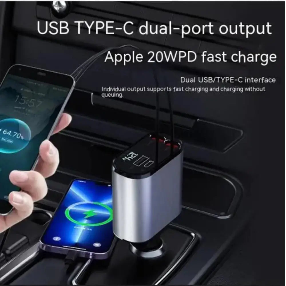 FAST 100W Car Phone Charger Lighter USB And TYPE-C Adapter - POWERGO