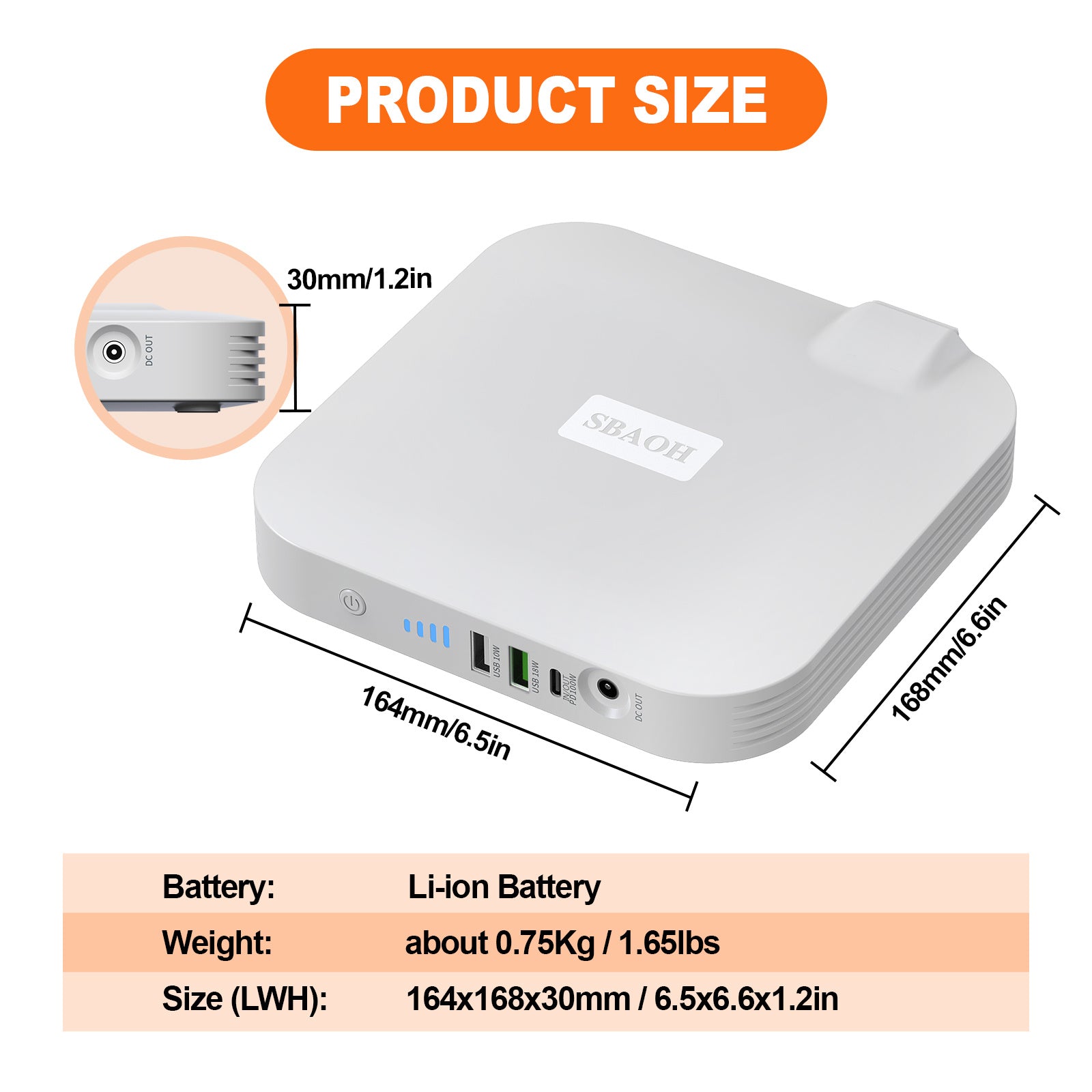 Portable Power Station,100W 88.8Wh 24000mAh Powerbank Portable Emergency Backup Power Supply ,No Solar Panel - POWERGO