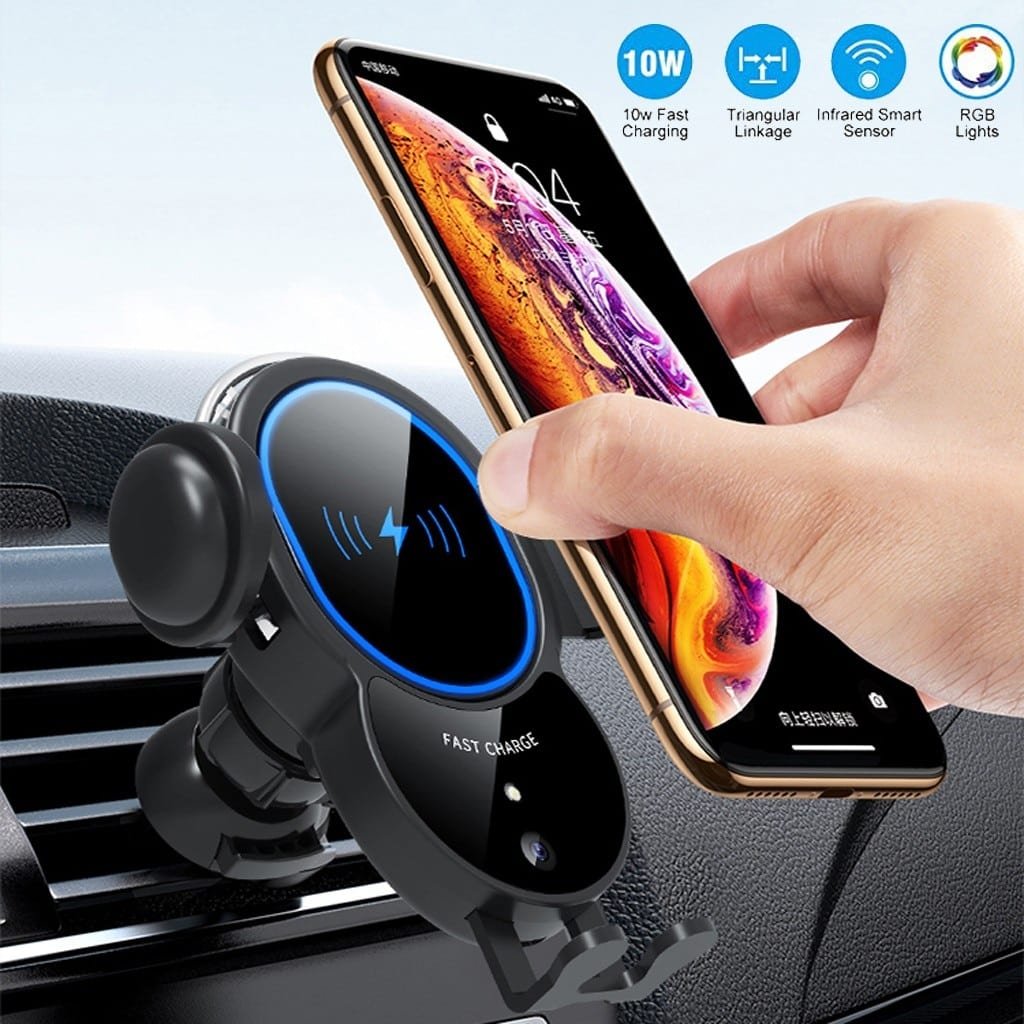 10W Wireless Triangle Mount Automatic Clamping Car Charger