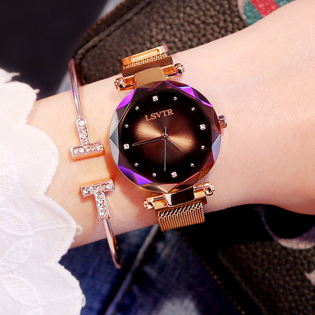 Aurora Rose Gold Magnetic Watch - POWERGO