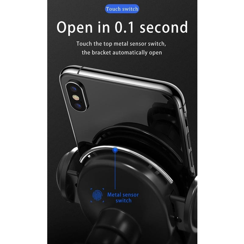 10W Wireless Triangle Mount Automatic Clamping Car Charger