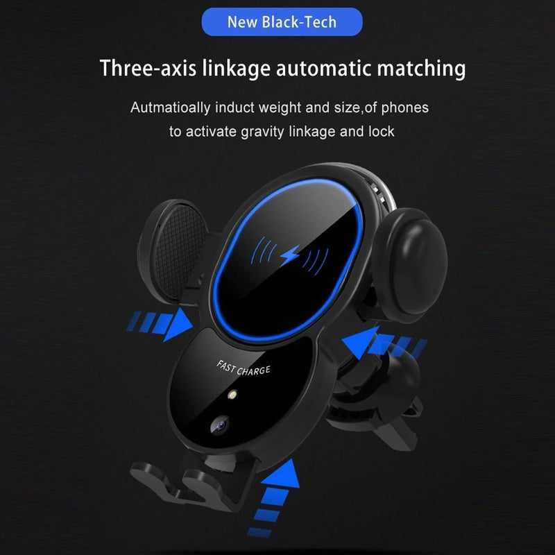 10W Wireless Triangle Mount Automatic Clamping Car Charger